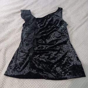 IZ Byer California Womens Vampy Fairycore Velvet Ruffle Tank In Black NWT Large